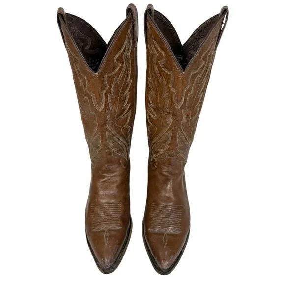 Justin Elmer Western Cowboy‎ Brown Leather Boots Size 6.5D - Picture 4 of 9